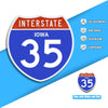 Interstate 35 Road Sign Replica – Personalized Travel Sign | Home & Office Wall Decor (8.54” x 8.53”)