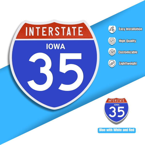 Interstate 35 Road Sign Replica – Personalized Travel Sign | Home & Office Wall Decor (8.54” x 8.53”)
