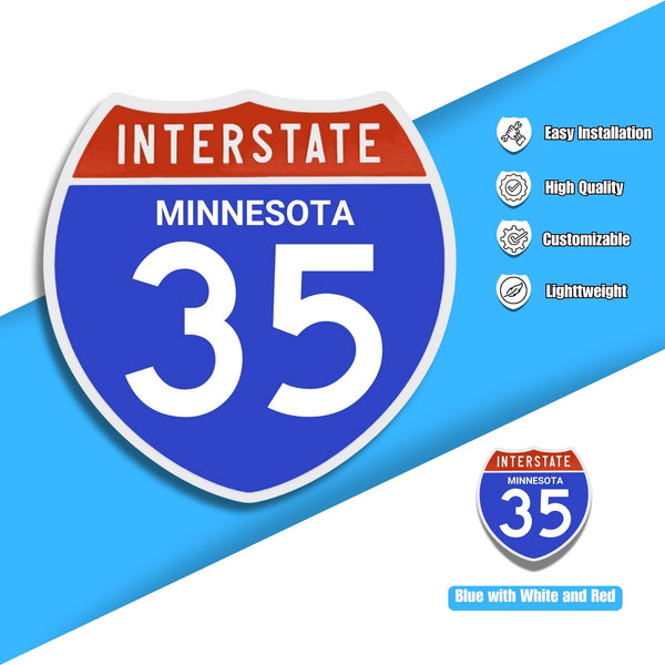 Interstate 35 Road Sign Replica – Personalized Travel Sign | Home & Office Wall Decor (8.54” x 8.53”)