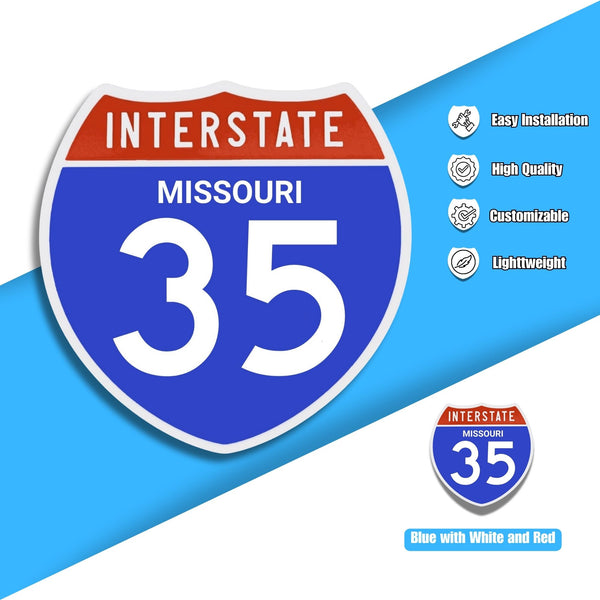 Interstate 35 Road Sign Replica – Personalized Travel Sign | Home & Office Wall Decor (8.54” x 8.53”)