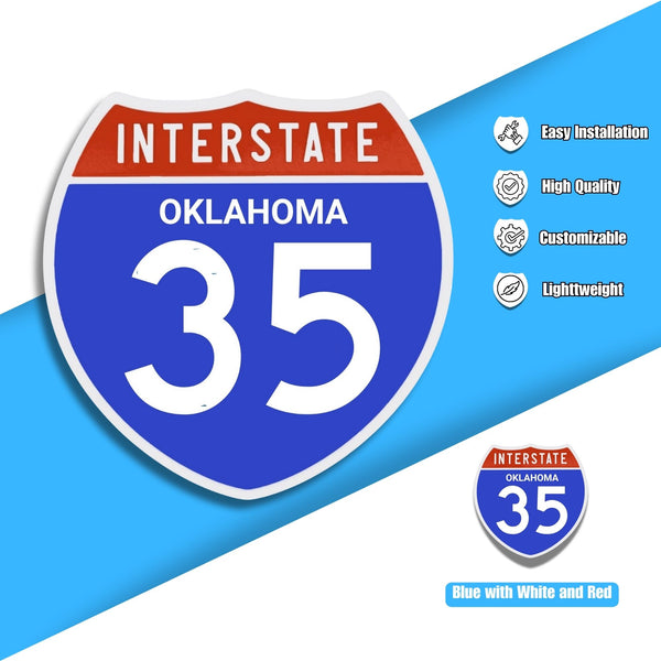 Interstate 35 Road Sign Replica – Personalized Travel Sign | Home & Office Wall Decor (8.54” x 8.53”)