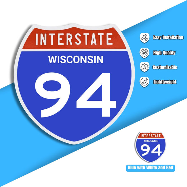 Interstate 94 Road Sign Replica – Personalized Travel Sign | Home & Office Wall Decor (8.54” x 8.53”)