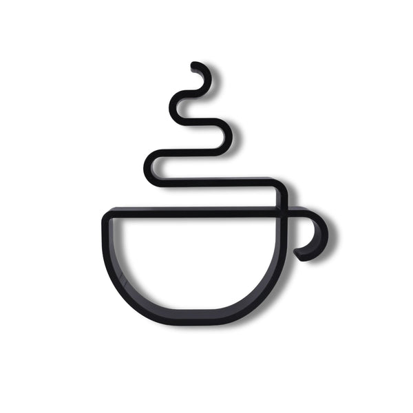 Minimalist Hot Coffee Cup Line Art Decor, Coffee Art Sculpture, Home Office Decor, 3D Printed Decor, Abstract Decor