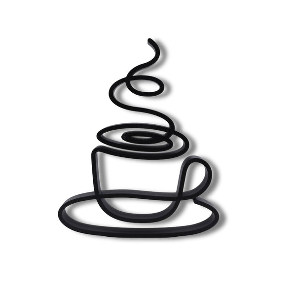 Minimalist Abstract Coffee Cup Line Art Decor, Coffee Art Sculpture, Home Office Decor, 3D Printed Decor, Abstract Decor