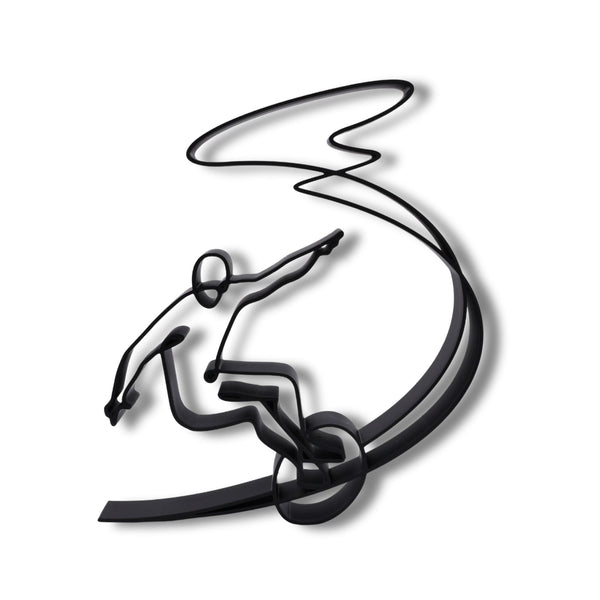 Surfer Catching a Wave Figure, 3D Printed Line Art, Surfer Sculpture, Water Sports Gift Idea, Surf Decorations, Surfing Gift Surfer