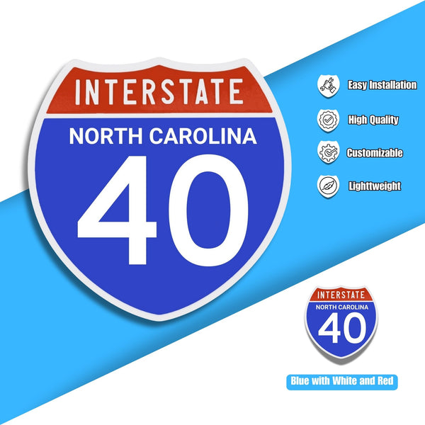 Interstate 40 Road Sign Replica – Personalized Travel Sign | Home & Office Wall Decor (8.54” x 8.53”)