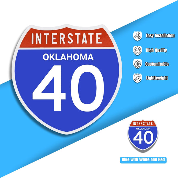 Interstate 40 Road Sign Replica – Personalized Travel Sign | Home & Office Wall Decor (8.54” x 8.53”)