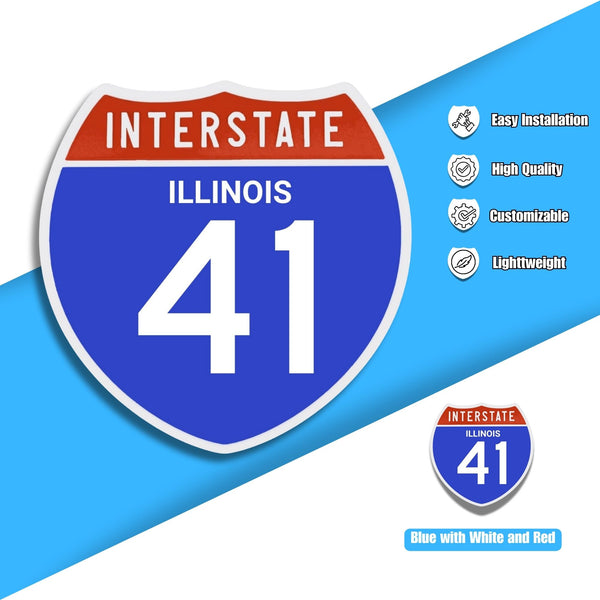 Interstate 41 Road Sign Replica – Personalized Travel Sign | Home & Office Wall Decor (8.54” x 8.53”)