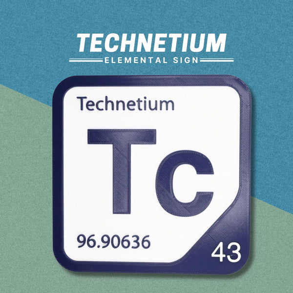 TECHNETIUM Periodic Table Tile – Educational Wall Art for Science Lovers, 5.6 x 5.6 Inches