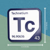 TECHNETIUM Periodic Table Tile – Educational Wall Art for Science Lovers, 5.6 x 5.6 Inches
