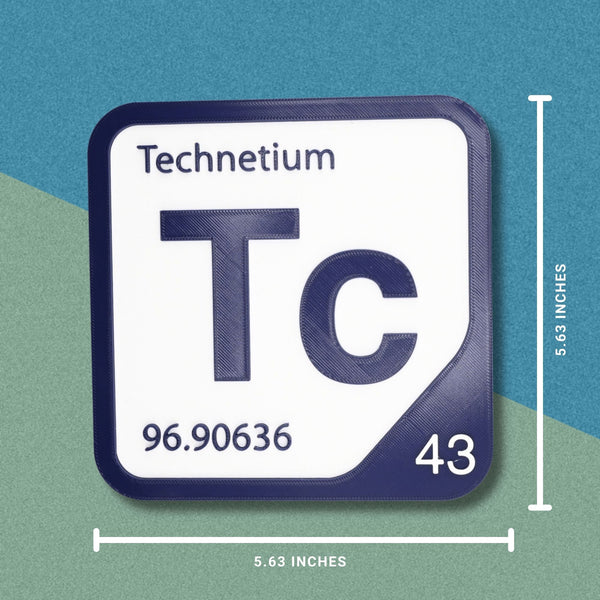 TECHNETIUM Periodic Table Tile – Educational Wall Art for Science Lovers, 5.6 x 5.6 Inches