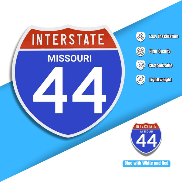 Interstate 44 Road Sign Replica – Personalized Travel Sign | Home & Office Wall Decor (8.54” x 8.53”)