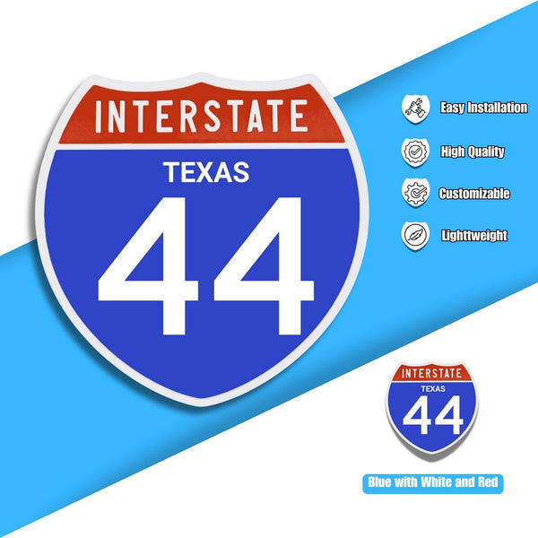 Interstate 44 Road Sign Replica – Personalized Travel Sign | Home & Office Wall Decor (8.54” x 8.53”)