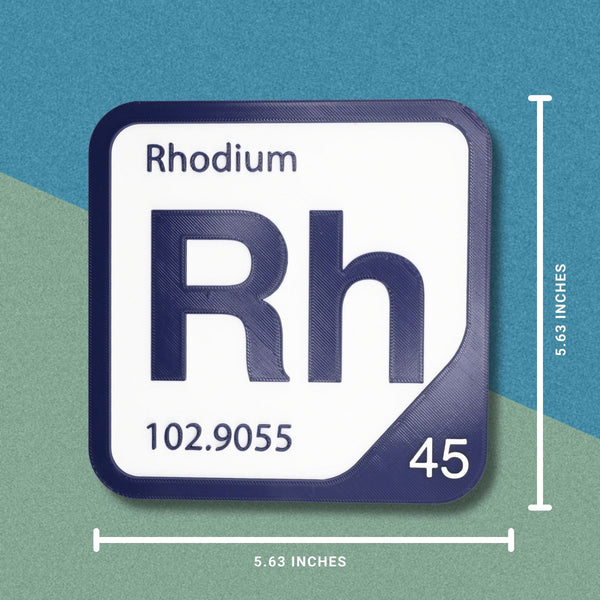 RHODIUM Periodic Table Tile – Educational Wall Art for Science Lovers, 5.6 x 5.6 Inches