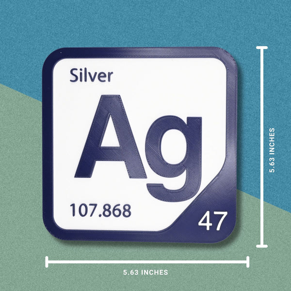 SILVER Periodic Table Tile – Educational Wall Art for Science Lovers, 5.6 x 5.6 Inches
