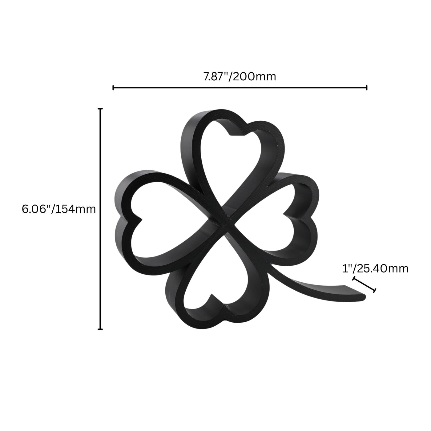 Resting Shamrock Elegant Outlines sculpture — dimension view