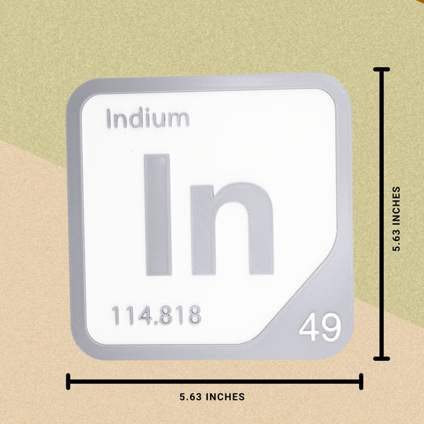 INDIUM Periodic Table Tile – Educational Wall Art for Science Lovers, 5.6 x 5.6 Inches