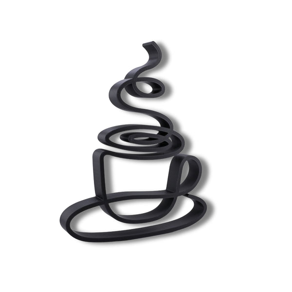 Minimalist Abstract Coffee Cup Line Art Decor, Coffee Art Sculpture, Home Office Decor, 3D Printed Decor, Abstract Decor