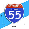 Interstate 55 Road Sign Replica – Personalized Travel Sign | Home & Office Wall Decor (8.54” x 8.53”)