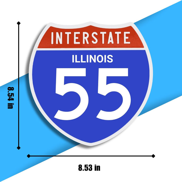 Interstate 55 Road Sign Replica – Personalized Travel Sign | Home & Office Wall Decor (8.54” x 8.53”)