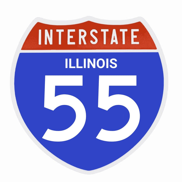 Interstate 55 Road Sign Replica – Personalized Travel Sign | Home & Office Wall Decor (8.54” x 8.53”)
