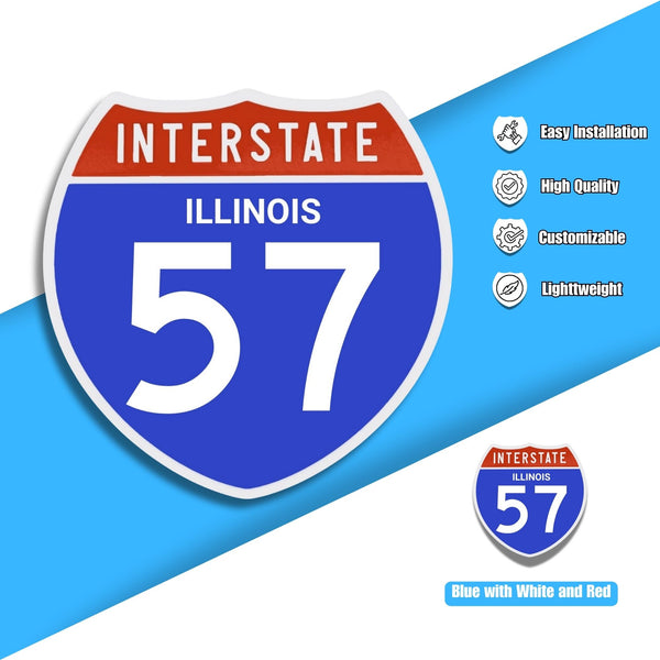 Interstate 57 Road Sign Replica – Personalized Travel Sign | Home & Office Wall Decor (8.54” x 8.53”)