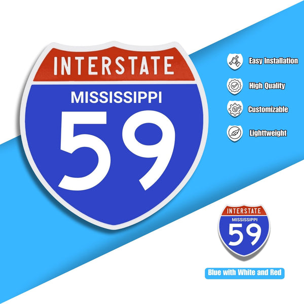 Interstate 59 Road Sign Replica – Personalized Travel Sign | Home & Office Wall Decor (8.54” x 8.53”)