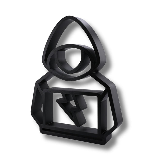 Hooded Sweatshirt Hacker Sculpture, Minimalist Line Art Cyberpunk Figure, Hacker Silhouette Home Decor, Modern Hobbies and Desk Line Art