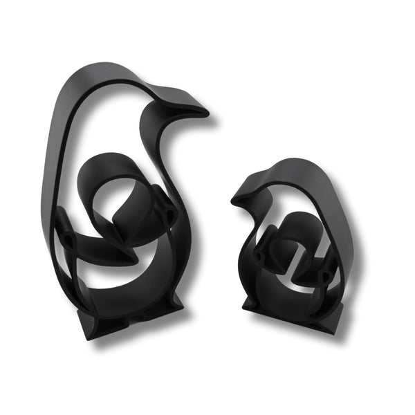 Arctic Penguin Embrace Set, Minimalist Line Art Penguin Set, Momma & Baby Penguin Home Decor, Modern Hobbies and Desk Line Art