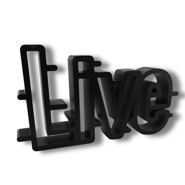 Live Retro Bold, Minimalist Line Art, "Live" Sculpture, Elegant Inspirational Home Decor, Modern Hobbies, Desk Line Art