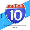 Interstate 10 Road Sign Replica | 8.53 x 8.54 Inches | Blue with White and Red