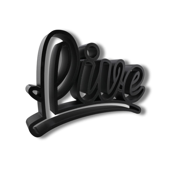 Live Curved Script Style, Minimalist Line Art "Live" Sculpture, Elegant Inspirational Home Decor, Modern Hobbies, Desk Line Art