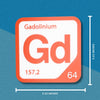 GADOLINIUM Periodic Table Tile – Educational Wall Art for Science Lovers, 5.6 x 5.6 Inches
