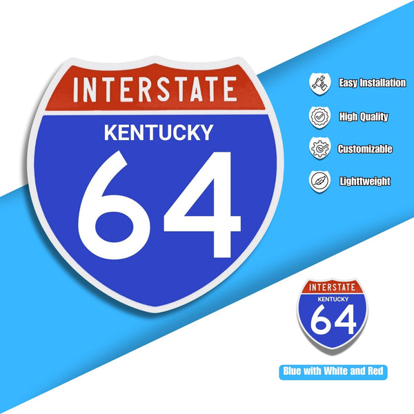 Interstate 64 Road Sign Replica – Personalized Travel Sign | Home & Office Wall Decor (8.54” x 8.53”)