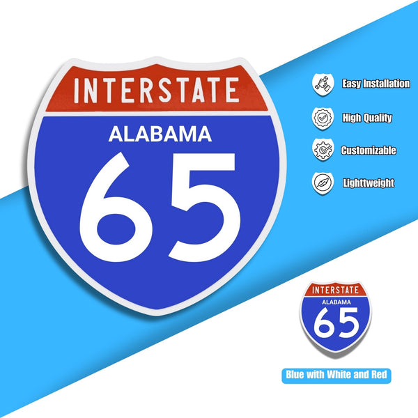 Interstate 65 Road Sign Replica – Personalized Travel Sign | Home & Office Wall Decor (8.54” x 8.53”)