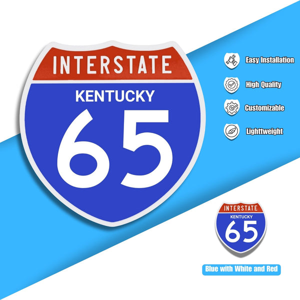 Interstate 65 Road Sign Replica – Personalized Travel Sign | Home & Office Wall Decor (8.54” x 8.53”)