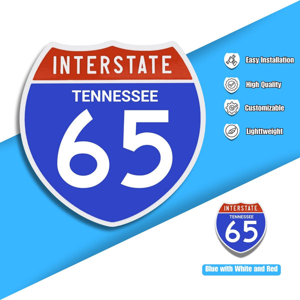 Interstate 65 Road Sign Replica – Personalized Travel Sign | Home & Office Wall Decor (8.54” x 8.53”)