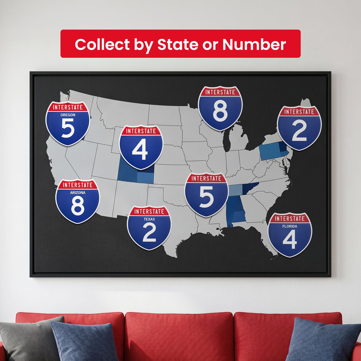 Interstate 5 road sign replica indoor wall decor lifestyle image
