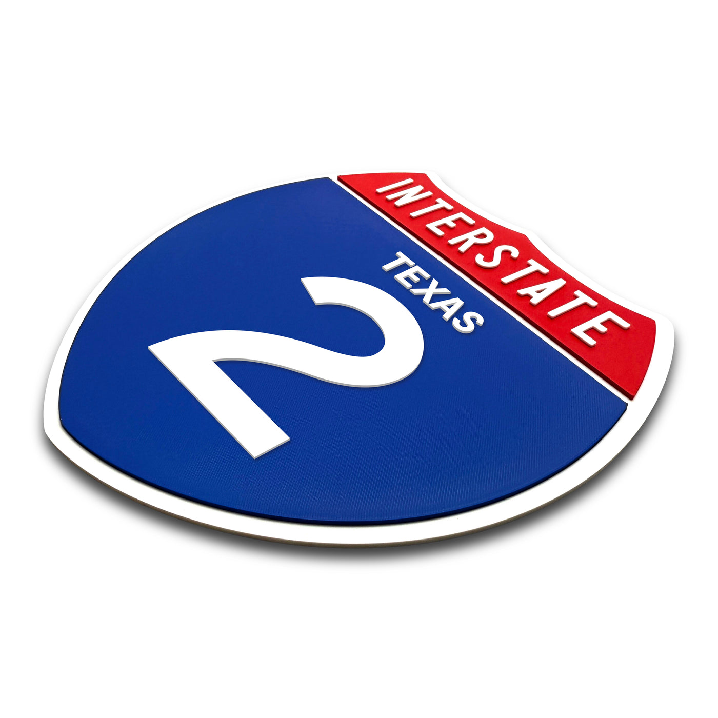 Interstate 2 Texas road sign replica three-quarter view