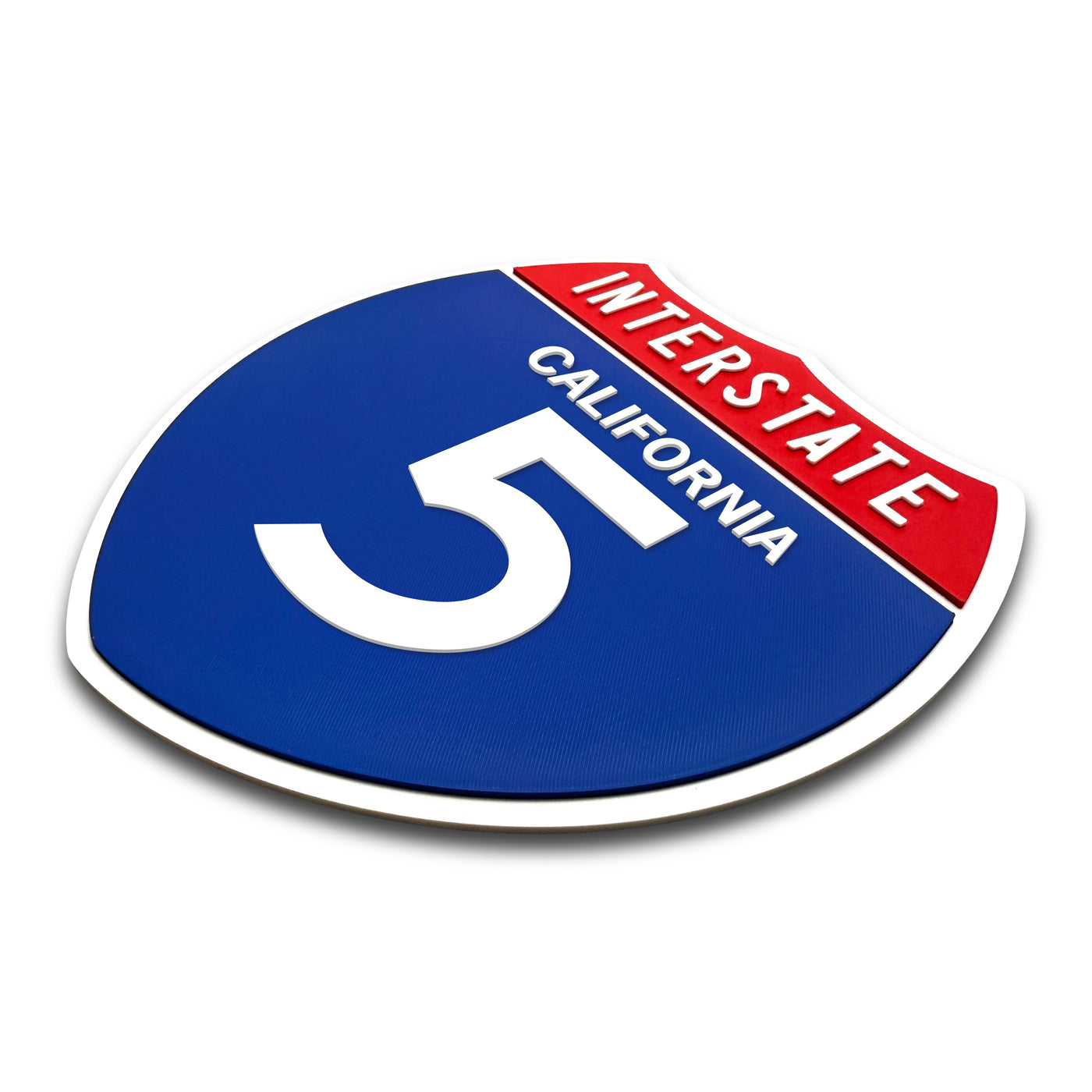 Interstate 5 California road sign replica three-quarter view