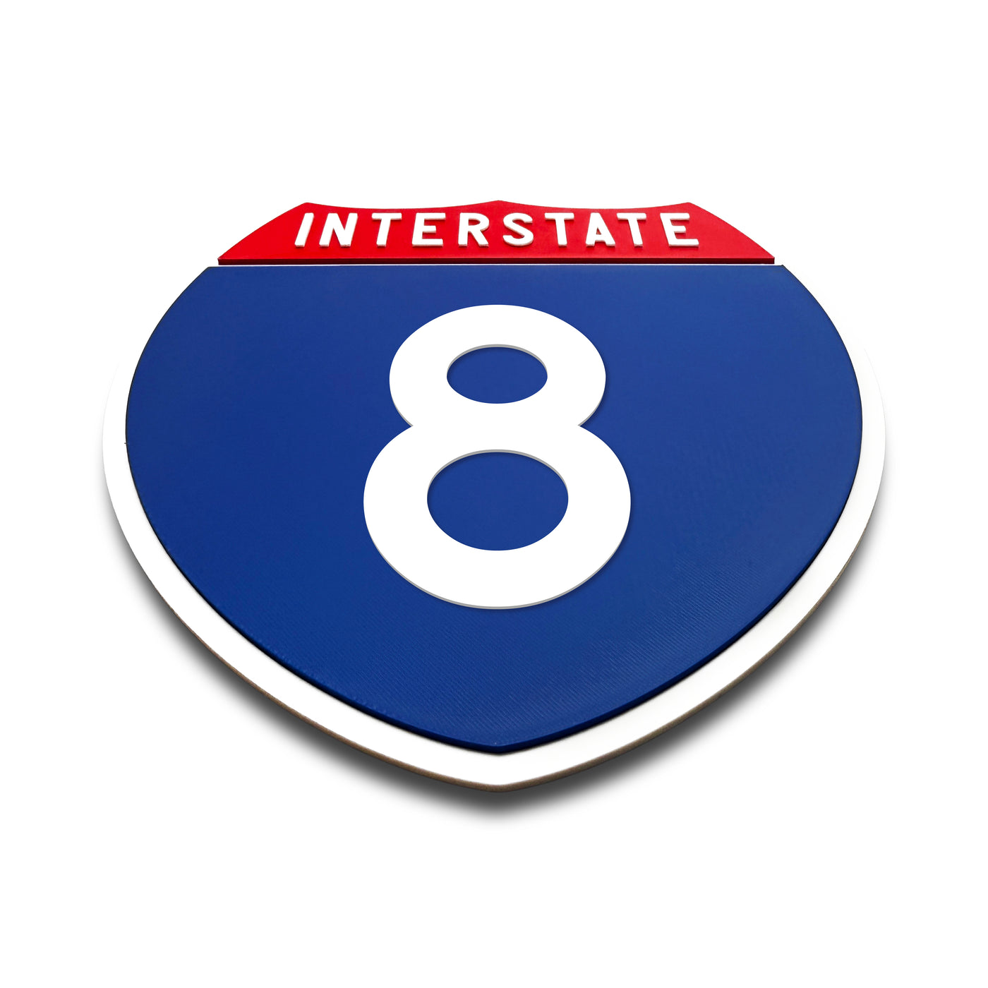 Interstate 8 Number Only road sign replica flat view
