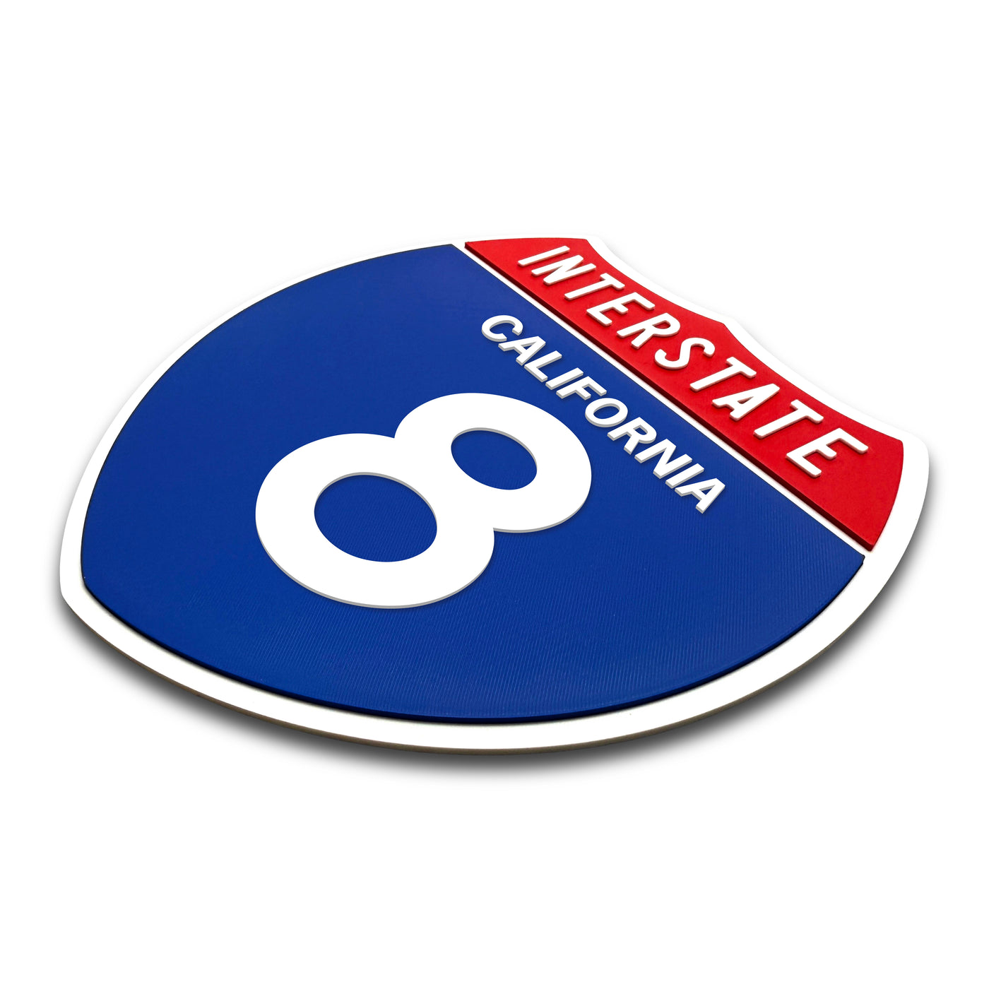 Interstate 8 California road sign replica three-quarter view