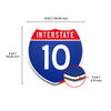 Interstate 10 Number Only road sign replica dimension view