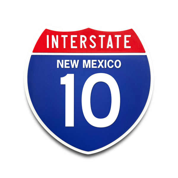 Interstate 10 New Mexico road sign replica front view
