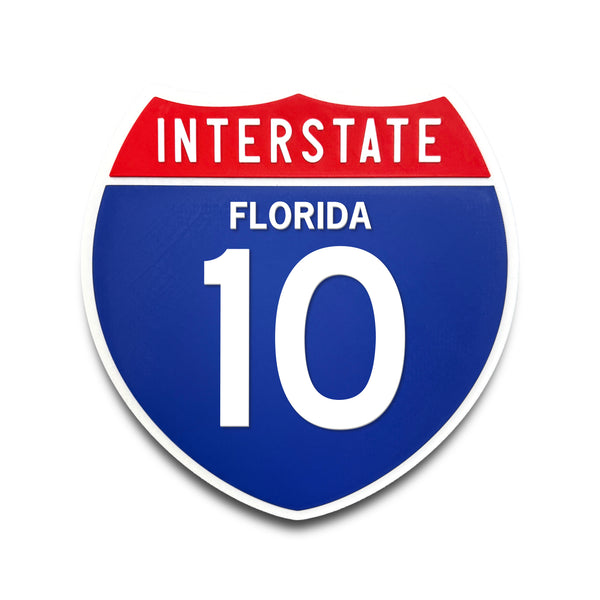 Interstate 10 Florida road sign replica front view