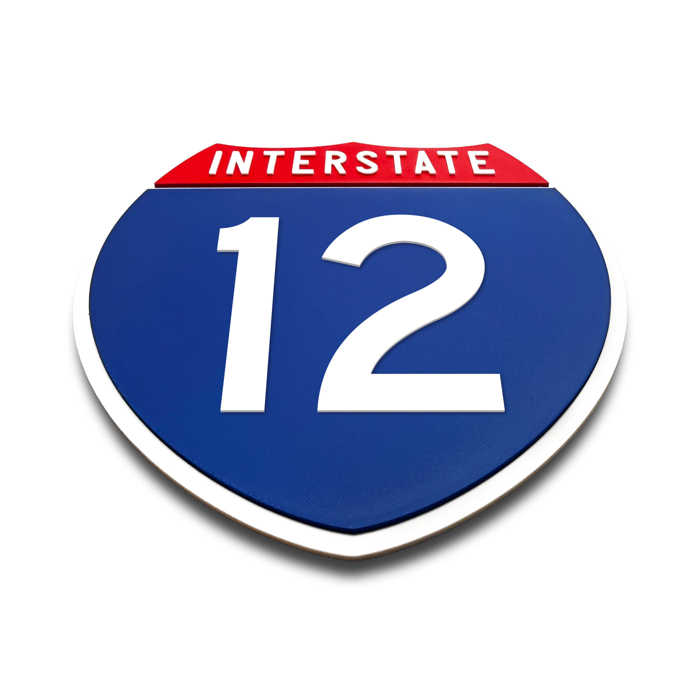 Interstate 12 Number Only road sign replica flat view