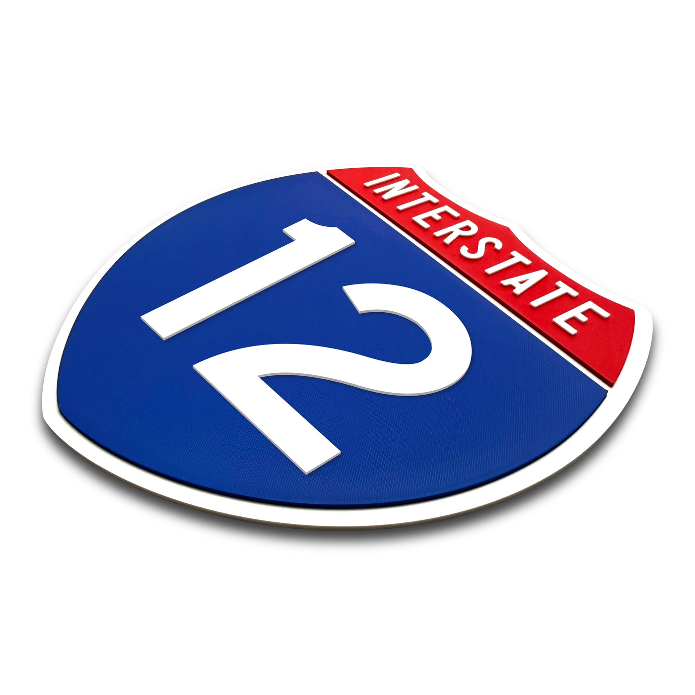 Interstate 12 Number Only road sign replica three quarter view