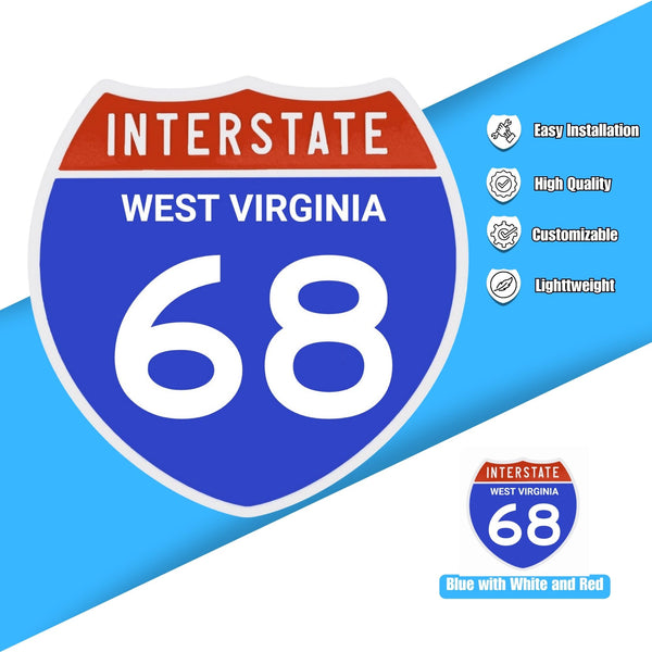 Interstate 68 Road Sign Replica – Personalized Travel Sign | Home & Office Wall Decor (8.54” x 8.53”)