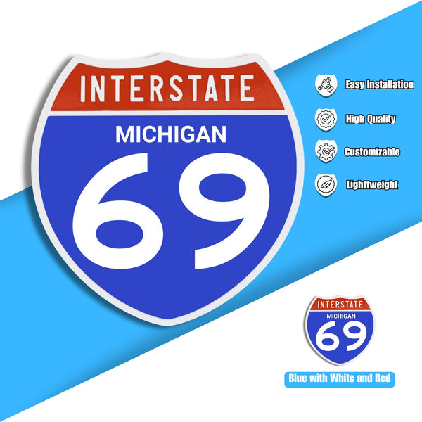 Interstate 69 Road Sign Replica – Personalized Travel Sign | Home & Office Wall Decor (8.54” x 8.53”)