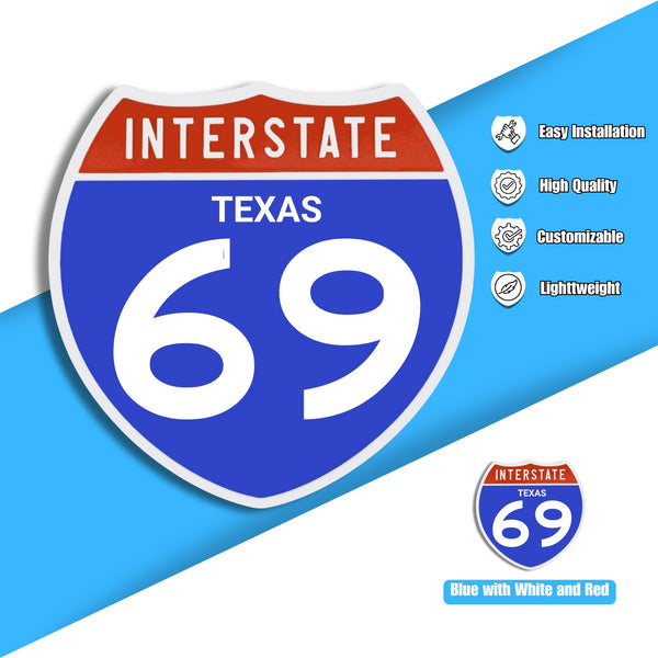 Interstate 69 Road Sign Replica – Personalized Travel Sign | Home & Office Wall Decor (8.54” x 8.53”)